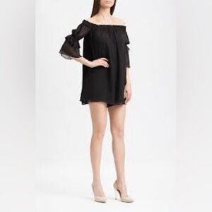 BCBGMaxAzria Black Off-the-Shoulder Romper Size Small